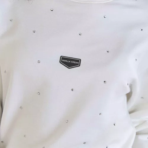 Moletom Cropped Comfy Off White Cristais Vanilla Cream