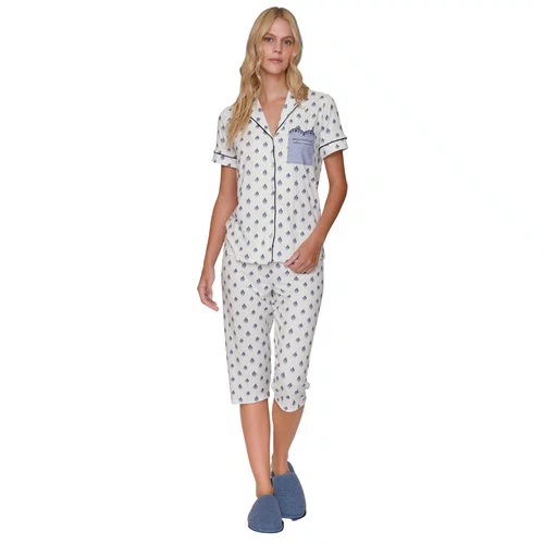 PIjama Aberto Feminino Capri Soft Blue Lua Lua