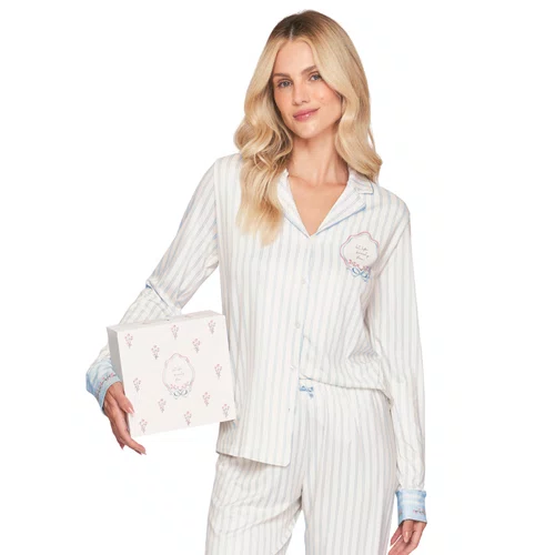 Pijama Aberto Feminino Longo All Print Beauty Flow Lua Luá