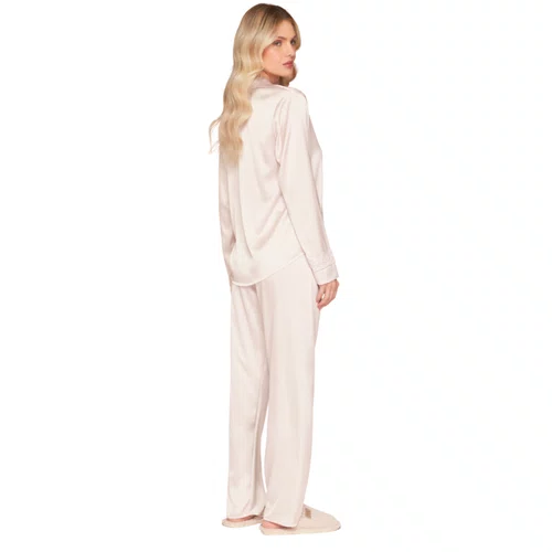 Pijama Aberto Feminino Longo em Satinê com Renda Classy Lua Luá
