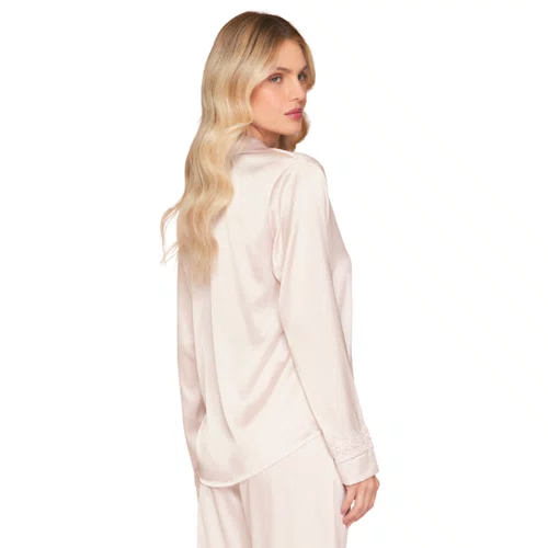 Pijama Aberto Feminino Longo em Satinê com Renda Classy Lua Luá