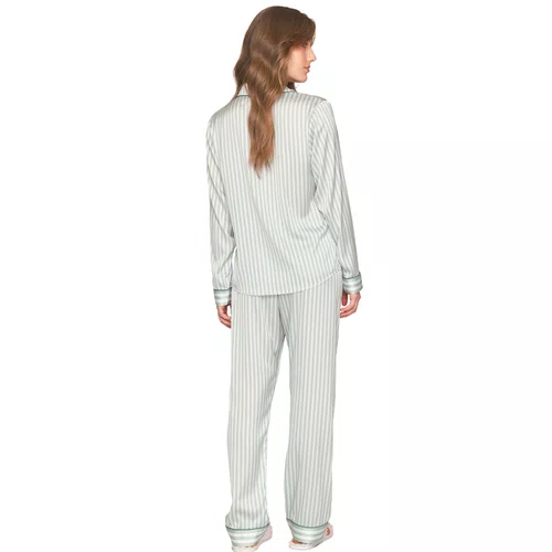 Pijama Aberto Feminino Longo em Satinê Listrado Dreams Only Lua Luá