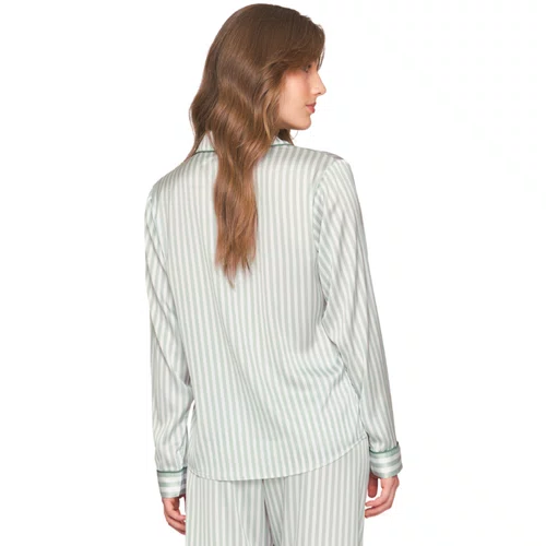 Pijama Aberto Feminino Longo em Satinê Listrado Dreams Only Lua Luá