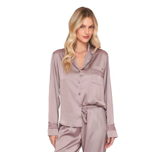 Pijama Aberto Feminino Longo em Satinê Stillness Lua Luá