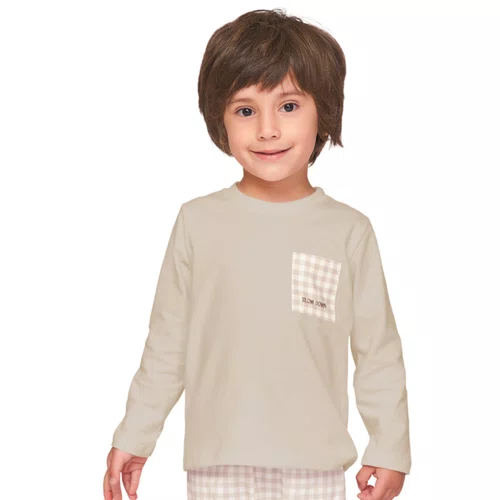 Pijama Baby Boy Xadrez com Bordado Slow Down Lua Lua