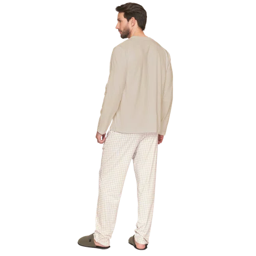 Pijama Comfort Masculino Xadrez com Bordado Slow Down