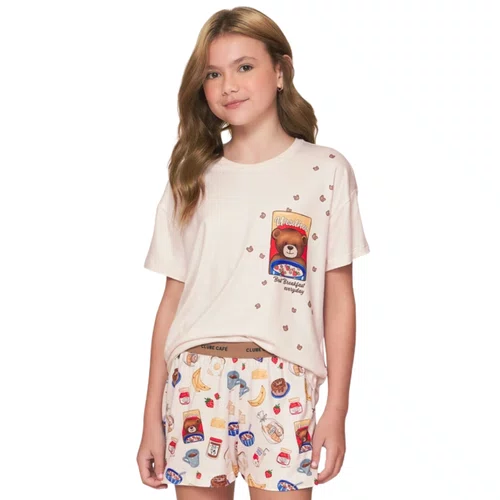 Pijama Curto Feminino Infantil Ursilhos Lua Luá