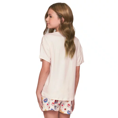 Pijama Curto Feminino Infantil Ursilhos Lua Luá