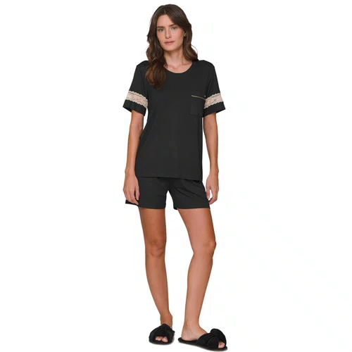 Pijama Curto Feminino Night Glam Preto Lua Lua