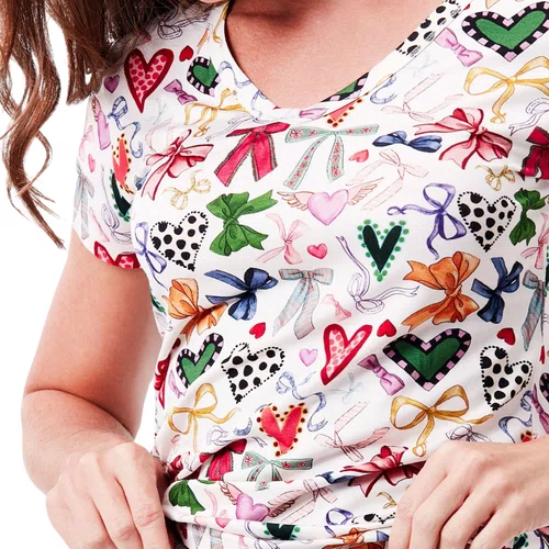 Pijama Curto Laços Natal Off White Joge