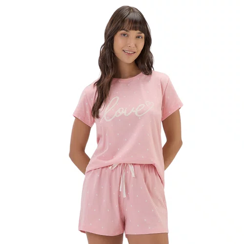Pijama Curto Love Rosa Cor Com Amor