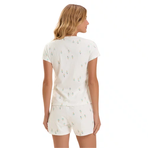 Pijama Curto Sorvetinhos Branco Cor Com Amor