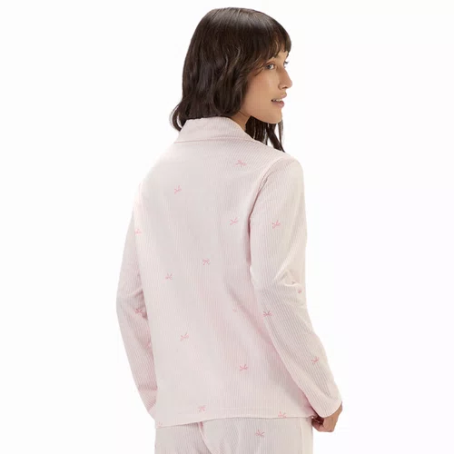 Pijama Feminino Aberto Lacinhos Rosa Cor com Amor