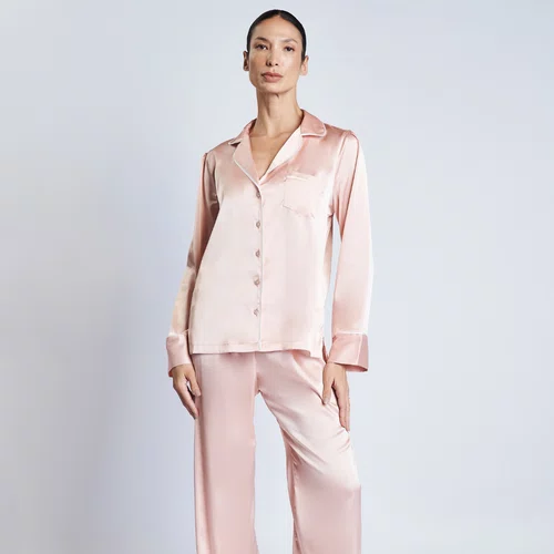 Pijama Feminino Cetim Manga Longa Rosê Revedenfant