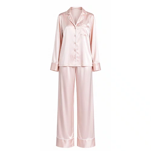 Pijama Feminino Cetim Manga Longa Rosê Revedenfant