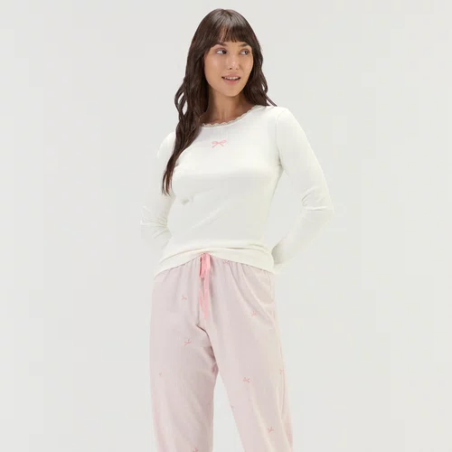Pijama Feminino Lacinhos Rosa Cor com Amor