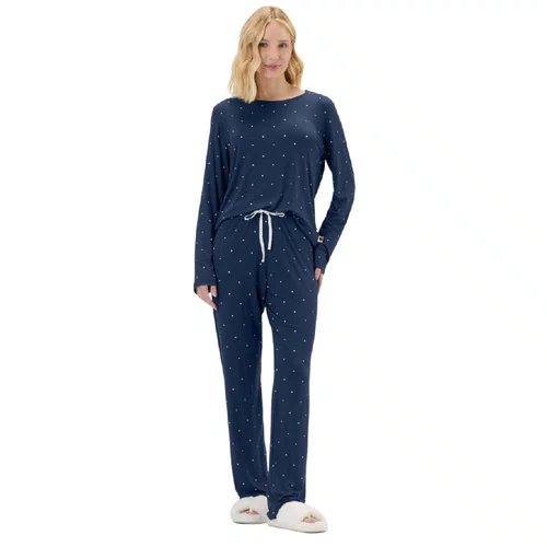 Pijama Feminino Longo Visco Marinho Corações Cor com Amor