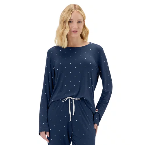 Pijama Feminino Longo Visco Marinho Corações Cor com Amor
