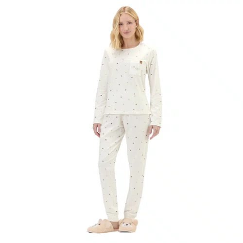 Pijama Feminino Malha Off Micro Ursos Cor com Amor