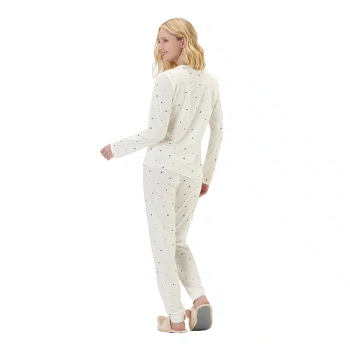 Pijama Feminino Malha Off Micro Ursos Cor com Amor