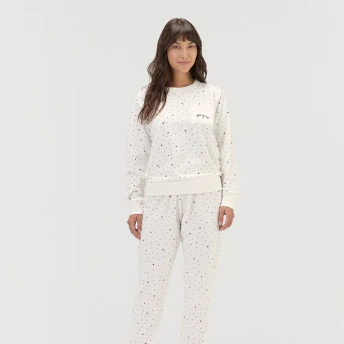 Pijama Feminino Moletinho Poás e Corações Cor com Amor