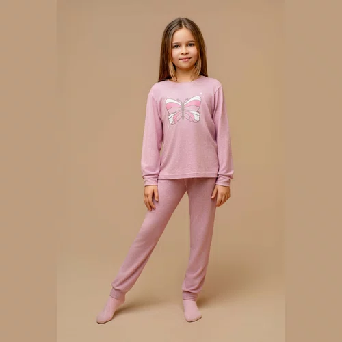 Pijama Infantil Melange Borboleta Rosa Dedeka
