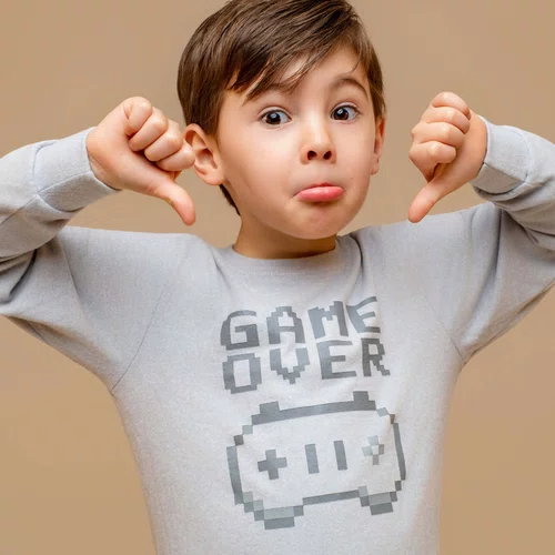 Pijama Infantil Melange Cinza Game Dedeka