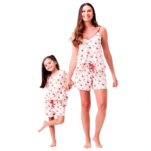 Pijama Infantil Menina Cherry Cute Laços Joge