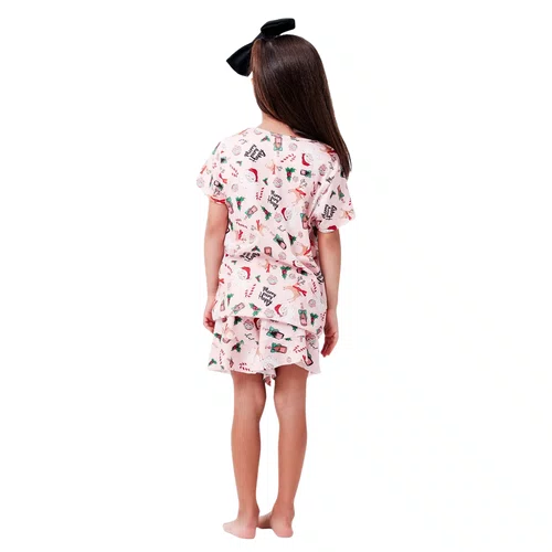 Pijama Infantil Menina Curto Natal Hohoho Joge