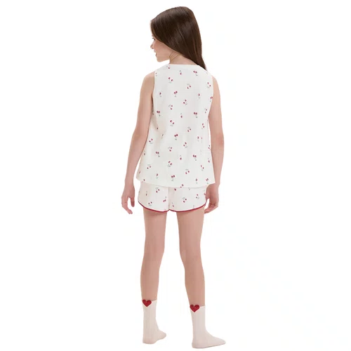 Pijama Infantil Menina Regata Cerejinha Cor Com Amor
