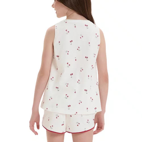 Pijama Infantil Menina Regata Cerejinha Cor Com Amor