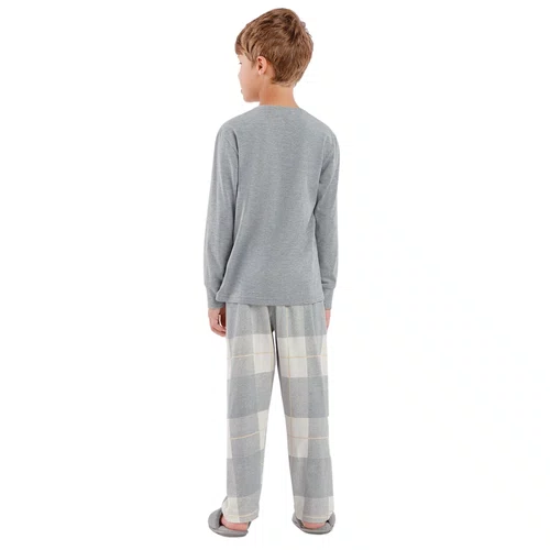 Pijama Infantil Menino Xadrez Cinza Cor Com Amor