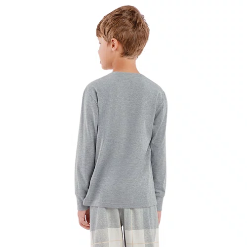 Pijama Infantil Menino Xadrez Cinza Cor Com Amor