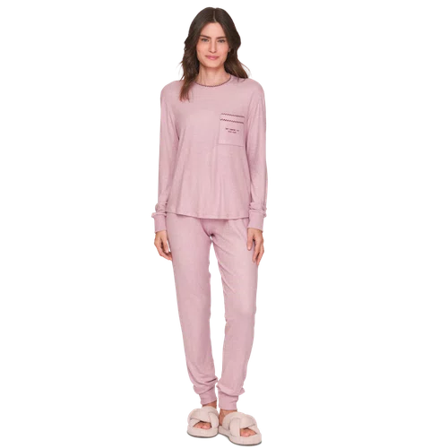Pijama Jogger Feminino Calm Nights Rosa Lua Lua