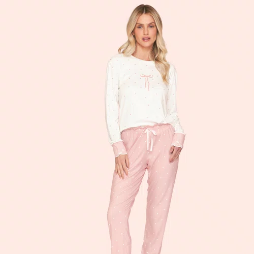 Pijama Jogger Feminino Poá Bordado Lovely Lua Lua