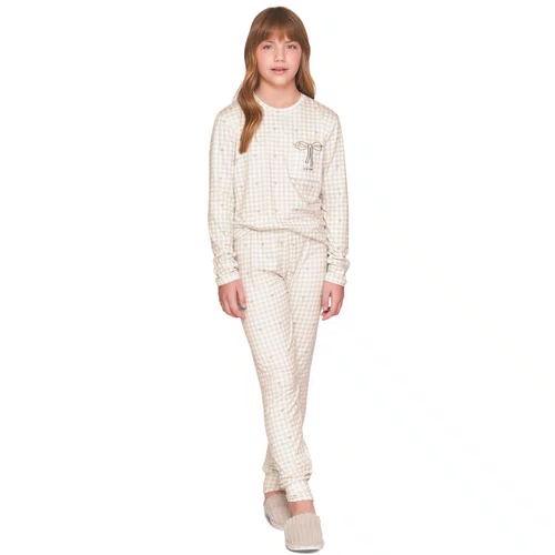 Pijama Jogger Kids Feminino Xadrez Slow Down Lua Lua