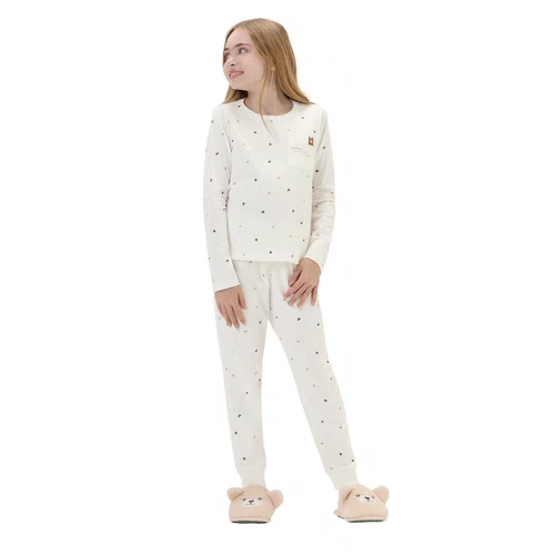 Pijama Kids Malha Off Micro Ursos Cor com Amor
