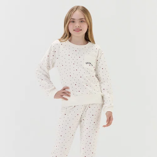 Pijama Kids Moletinho Poás e Corações Cor com Amor