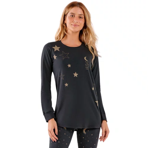 Pijama Legging Chumbo Lua e Estrelas Cor Com Amor
