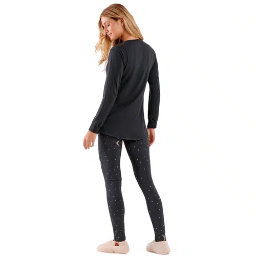 Pijama Legging Chumbo Lua e Estrelas Cor Com Amor