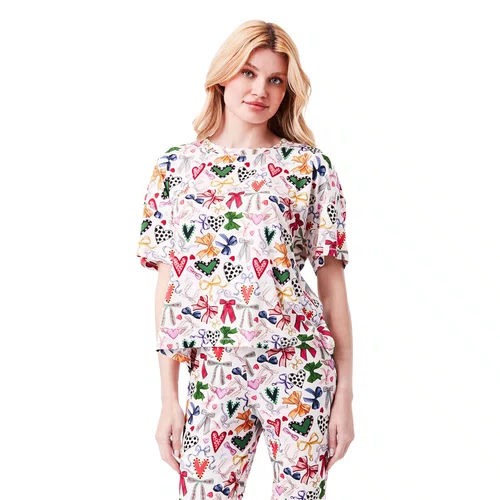 Pijama Legging Laços de Natal Off White Joge