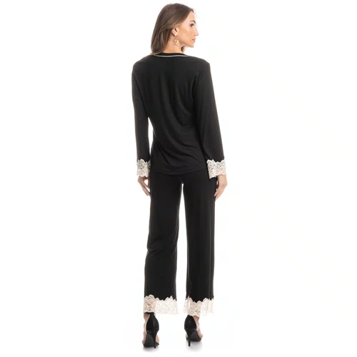 Pijama Longo Acacia Preto Daniela Tombini