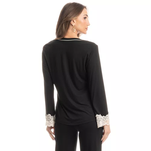 Pijama Longo Acacia Preto Daniela Tombini