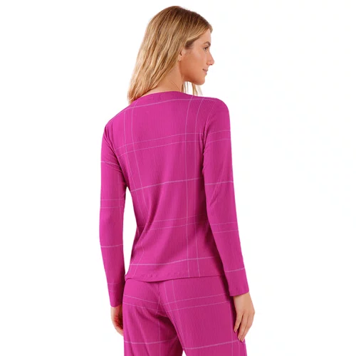Pijama Longo Canelado Comfy Pink Cor Com Amor