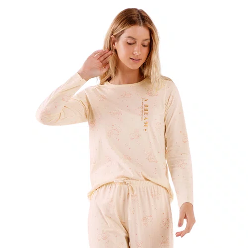Pijama Longo Coelhos Fofos Rosa Cor Com Amor