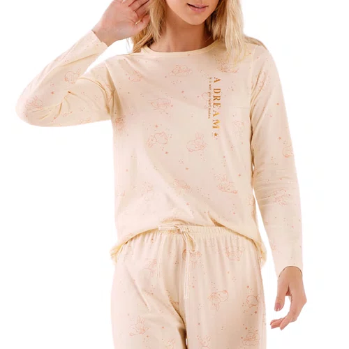 Pijama Longo Coelhos Fofos Rosa Cor Com Amor