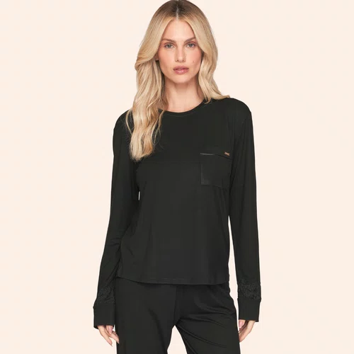 Pijama Longo Comfort Serenity Preto Lua Lua