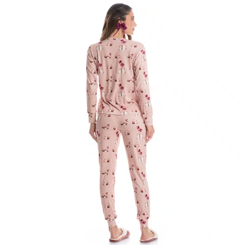 Pijama Longo Cute Love Rosa Daniela Tombini
