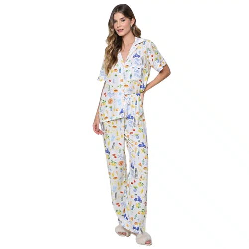 Pijama Longo e Manga Curta Citrino Itália Miss Victtoria