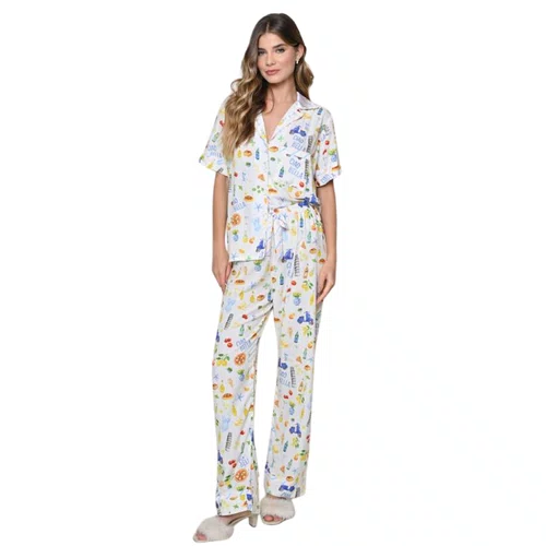 Pijama Longo e Manga Curta Citrino Itália Miss Victtoria